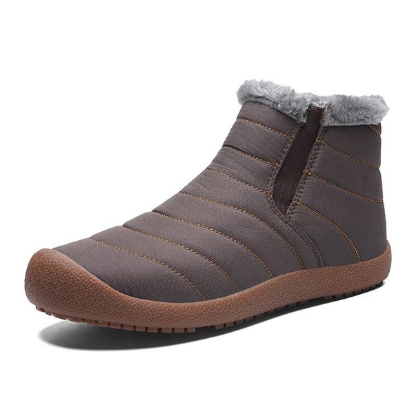 

boots fashion men shoes keep warm in winter comfortable plus velvet bare feet snow waterproof outdoor work size, Black