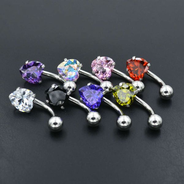 

8mm heart-shaped single head zircon navel ring punk puncture allergy nail navel ring