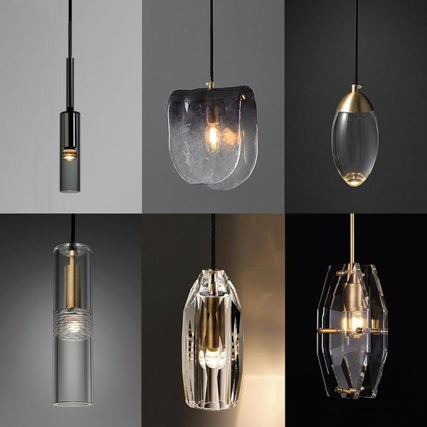 

pendant lamps nordic luxury led crystal lights modern living room copper hanging lamp bedroom bedside dining suspend fixture