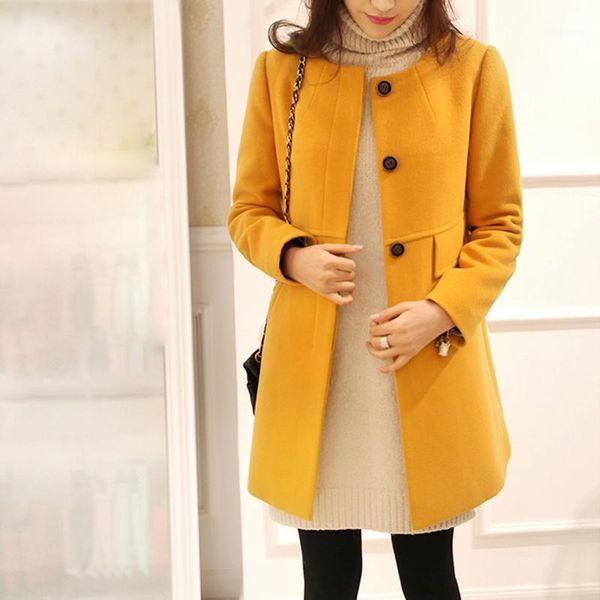 

women's wool & blends autumn winter long woolen coat women thick warm wind-proof trench coats fashion korean style casual o neck outerw, Black