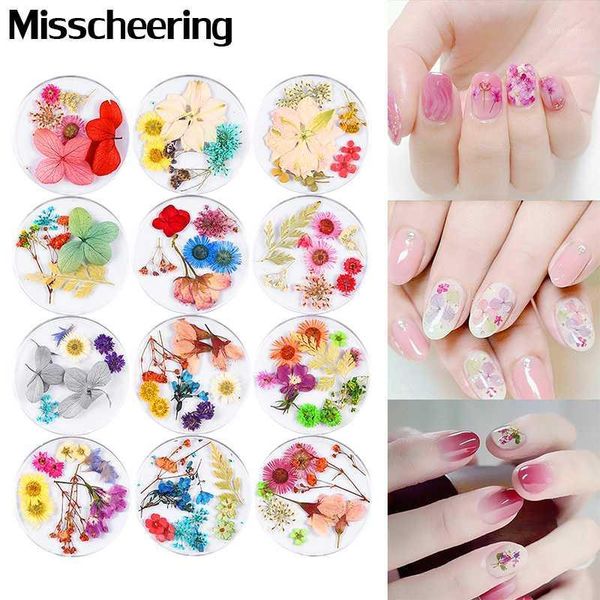 

dried flowers leaf nail decorations mix natural floral gypsophila sticker 3d dry beauty art decals uv gel polish manicure1, Silver;gold