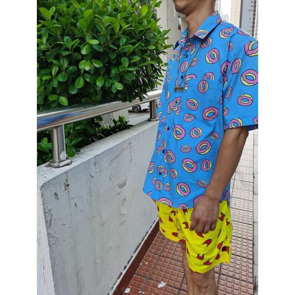 

fashion yang mennew of doughnut short sleeve fashion brand couple shirt personality trend hip hop style ins, White;black