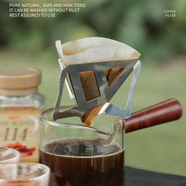 

coffee filters stainless steel drip rack folding funnel filter cup portable for outdoor camping picnic steaming holder