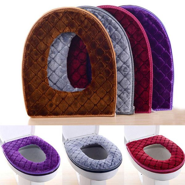 

toilet seat covers bathroom with zipper soft warm plush cover lid pad cushion washable universal mats