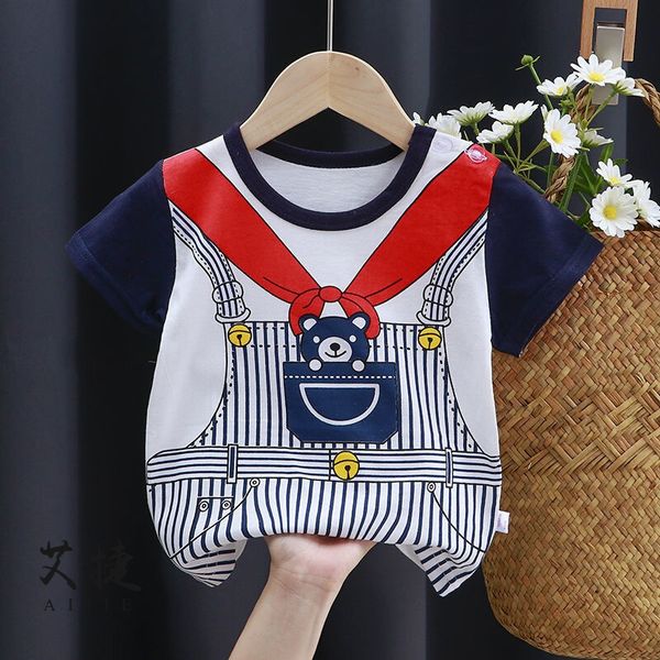 

cotton children's underwear short summer boys and girls' cotton half sleeve single 0-7 years old szj 01 t-shirt, Blue