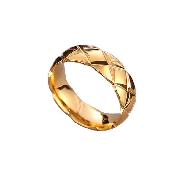 Titanium Aço Inoxidável Simples Band Ring Rhombus Line Grosso Fino Combinação Casamento 6mm Casal Anéis