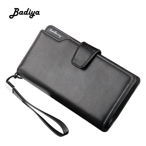 

wallets vintage leather men's wallet baellerry brand long multi-card position card holder zipper cellphone bag portable male clutch, Red;black