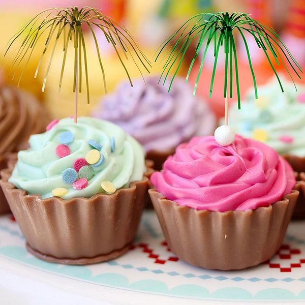 

forks 100 sticks multicolor firework fortunet fruit plate decoration with long tassels wooden