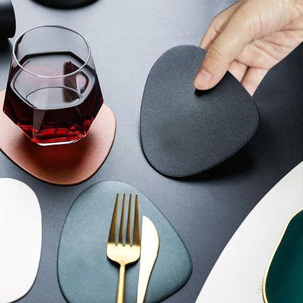 

mats & pads 2 sets oilproof heat insulation placemat home dining pu leather non-slip tableware pad table mat