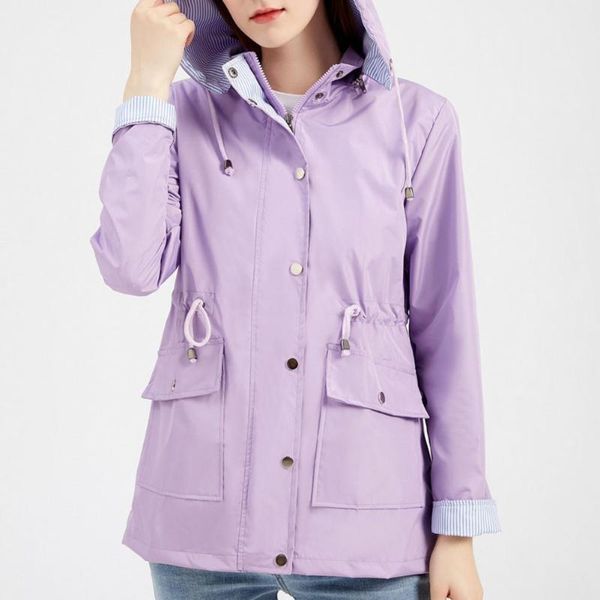 

women's jackets jacket raincoat striped lining pockets women windbreaker coat classic, Black;brown