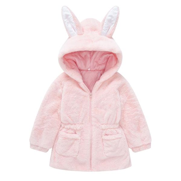 

down coat toddler baby girl outerwear solid color plush ears winter hoodie thick warm children casual hooded jackets, Blue;gray
