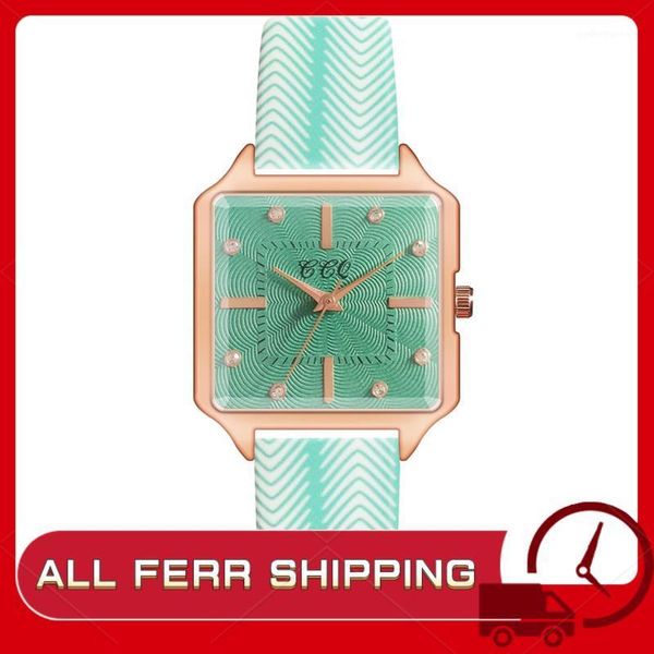 

wristwatches bracelet leather rhinestone designer ladies clock simple women fashion belt with simulated quartz rectangle watch, Slivery;brown