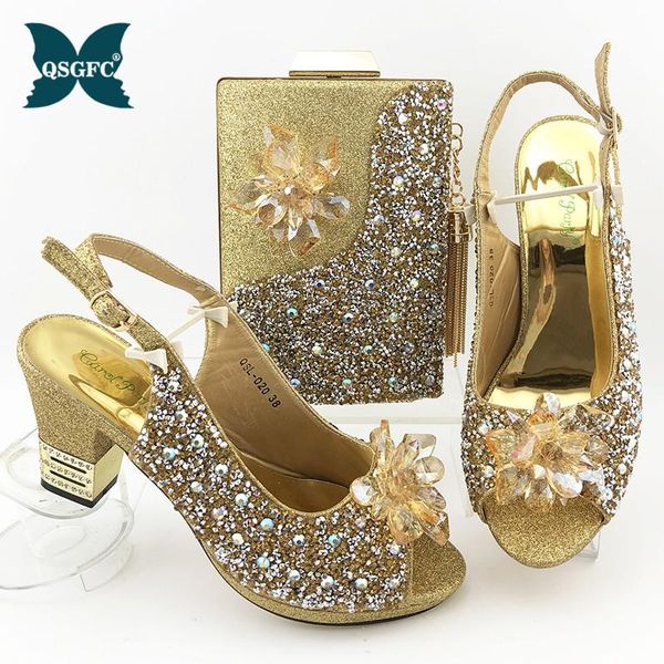

dress shoes elegant style nigerian women matching bag in gold color african lady and set with platform for wedding party, Black
