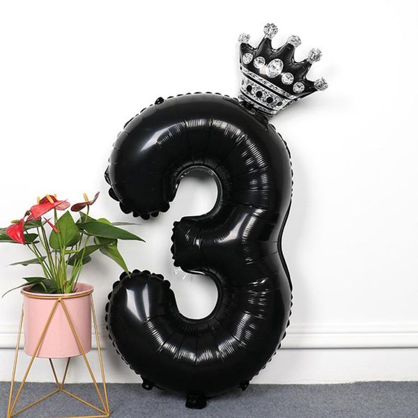

40inch number foil balloon kids birthday party decorations black pink blue big size digital helium globos baby show decoration