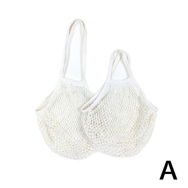 

storage bags reusable grocery bag, fruit and vegetable foldable short home tote net handle washable rope bag cotton c5m2