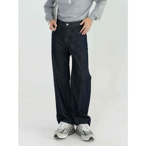 

male streetwear vintage fashion hip hop wide leg jeans trousers men loose straight casual denim pants, Blue