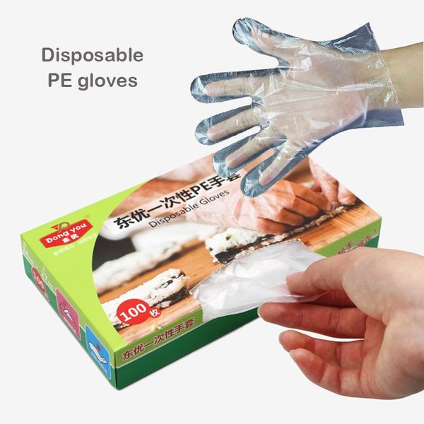 

disposable gloves 200pcs sanitary glovesthick pe film beauty kitchen transparent plastic for food and beverage