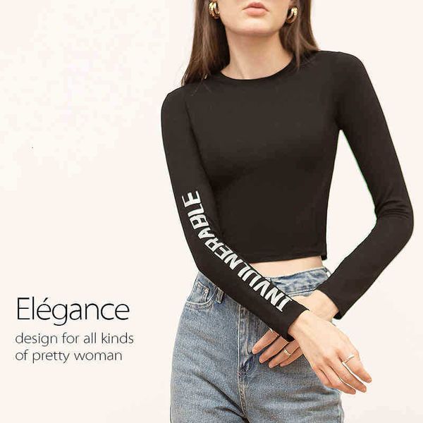 

women's t-shirt europe station early autumn long-sleeved t-shirt letter printing women in bottom shirt yidy, White