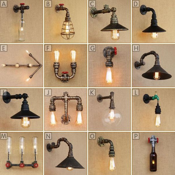 

wall lamp collection 05] iron restaurant personality bedroom study clothing shop american style nostalgic water pipe