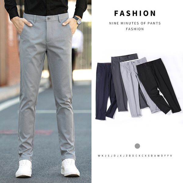 

casual men's pants 2021 spring and autumn korean trend slim comfortable simple versatile straight, Black