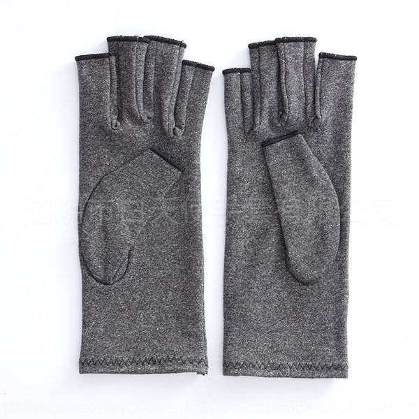 

qtj joint pressure rehabilitation physiotherapy hemp grey nursing and mittens gloveshalf fingerless finger high elastic and breathable care, Blue;gray