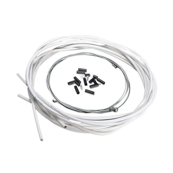 

bike brakes bicycle complete front & rear inner outer wire gear brake cable set - white
