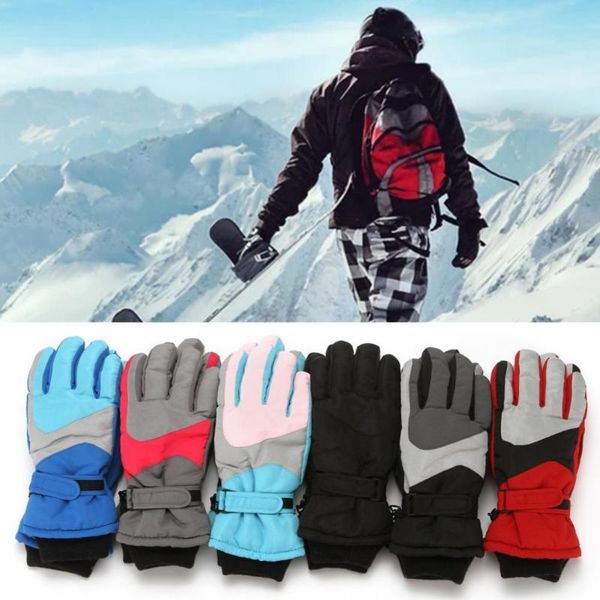 

ski gloves wear resistant multi color waterproof fleece winter sport for kids