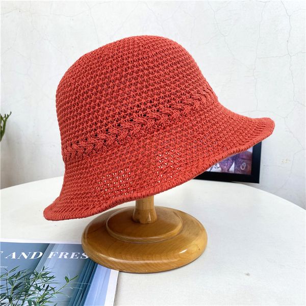 

hollow kniting hats collapsible sun hat 211720, Blue;gray