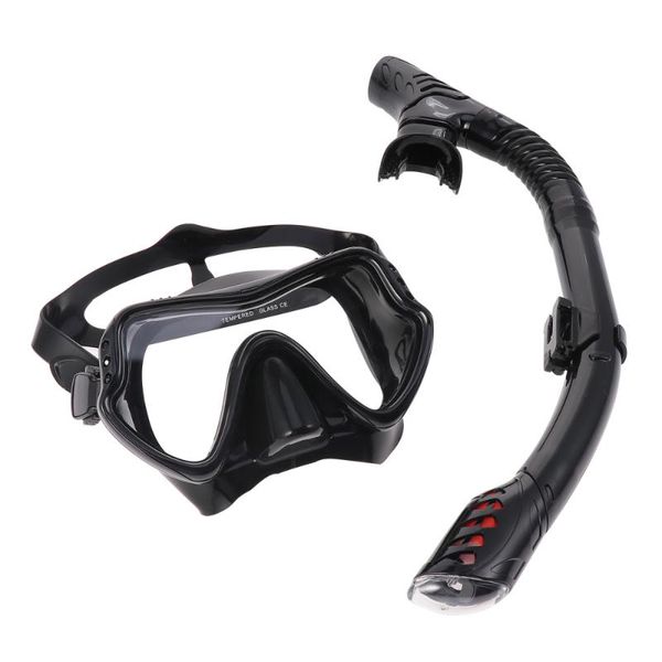 

diving masks 1 set silicone snorkeling mask respirator kit mirror suit for men and (black)
