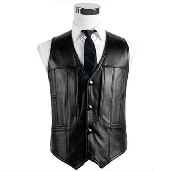 

men's leather & faux mens jacket 100% sheepskin v-neck men vest natural high-quality coat h625, Black