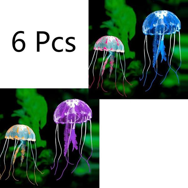 

decorations 6pcs artificial swim glowing effect jellyfish aquarium decoration fish tank underwater plant luminous ornament aquatic landscape