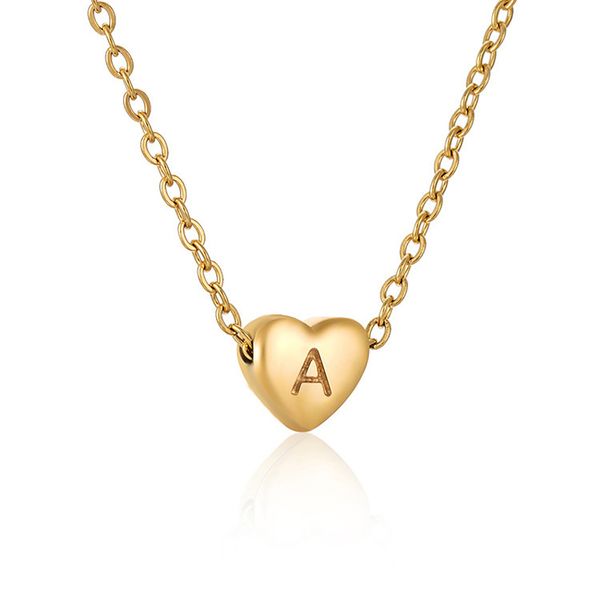 

heart shape pendant necklaces for women stainless steel 18k gold plated lucky 26 letters a-z necklace jewelry girl gift south american, Silver