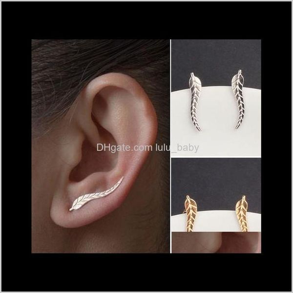 

cuff pair fashion gold /sier plated alloy leaf u-shaped ear clips stud earrings jewelry for girls/ladies drop delivery 2021 k5u4c, Silver