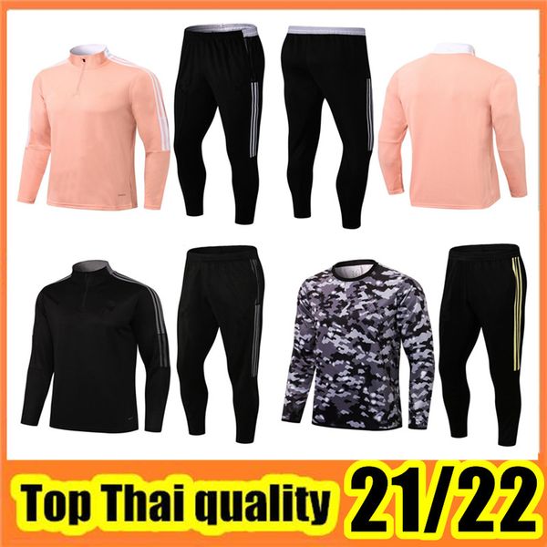

men 2021-2022 soccer jacket tracksuit 21/22 kids hooded jacket football sportswear training suit, Black