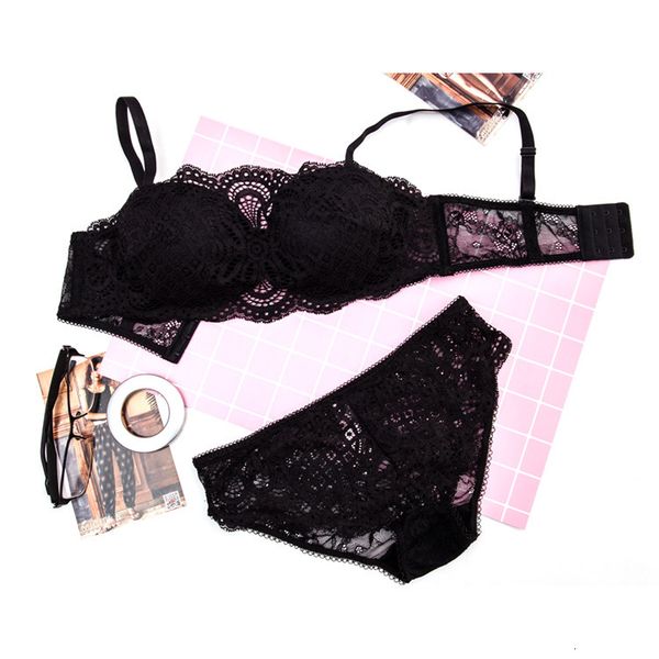 

bras sets women's underwear spring and summer detachable gathered upper support anti light off shoulder wrapped bra suit, Red;black