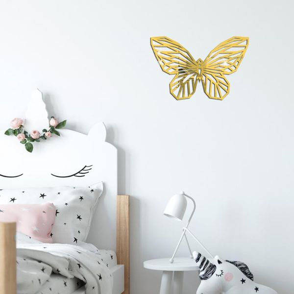 Стены наклейки на заказ животных бабочка стикер акриловый самоклеящийся зеркальный золотой серебряный фон декор 3D