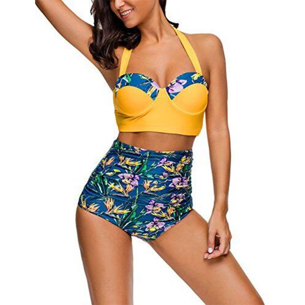 

swimwear 2021 high waist bikini multi color printed women's split, White;black