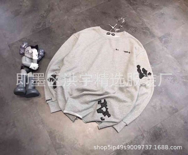 

21 autumn and winter new ch sanskrit heart arm cross flower hooded men's women's couple's sweater, Black