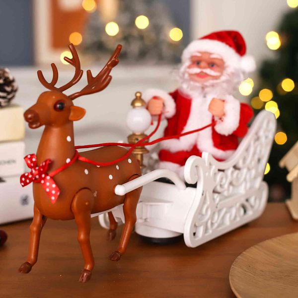 

christmas electric santa claus deer cart children's gift elk sleigh toy mall ornaments