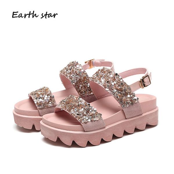 

dress shoes glitter women platform sandals zapatos de mujer spring chaussures femme sequin sandalias 2021 ladies footware, Black