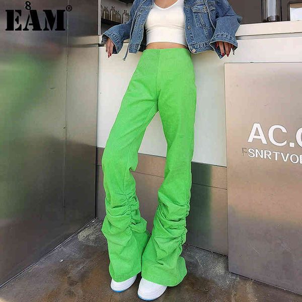 

[eam] high waist green black white long wide leg trousers loose fit pants women fashion spring autumn 1dd6256 21512