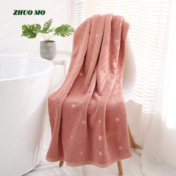 

towel embroidery cotton bath 70*140 cm for couple lover gift white pink gray bathroom home