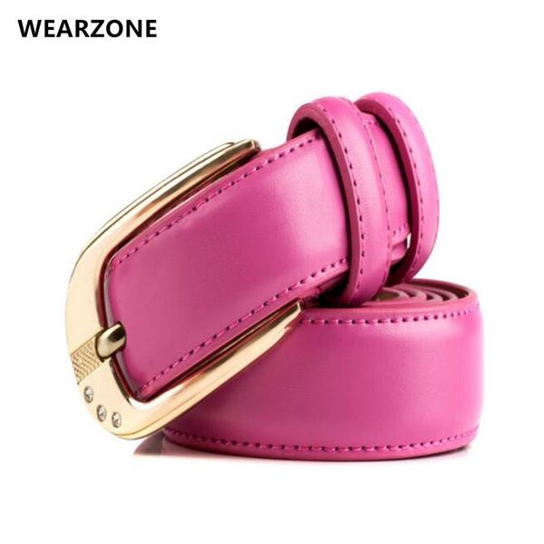 

belts wearzone womens two layers of brown leather belt fashion non-tooth automatic buckle youth, Black;brown