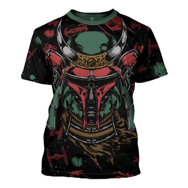 

samurai pattern men 3d print t-shirt graphic optical illusion short sleeve party streetwear punk & gothic round neck summer, White;black