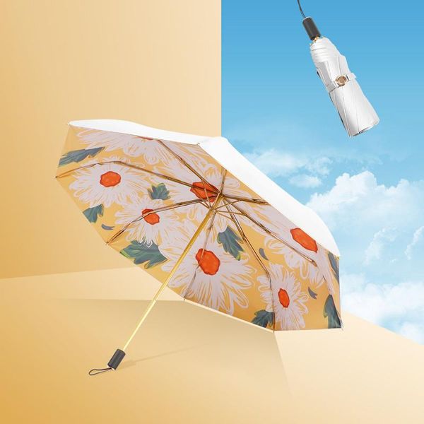 

umbrellas women's sun umbrella summer double-layer protection uv small portable dual-use folding