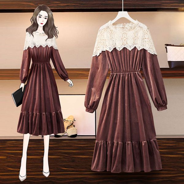 

casual dresses dress large french temperament medium length long sleeve with slim waist 7o7o, Black;gray