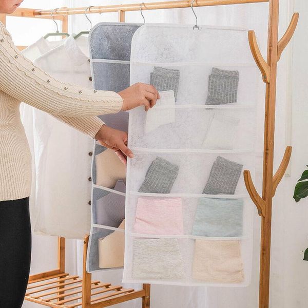

15/30 pockets reticulate hanging underwear organizer for wardrobe closet storage bag door wall breathable bra sundry boxes & bins