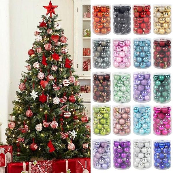 

party decoration 34pcs 4cm christmas ball tree ornaments hanging home decorations glitter xmas palline natale decor navidad