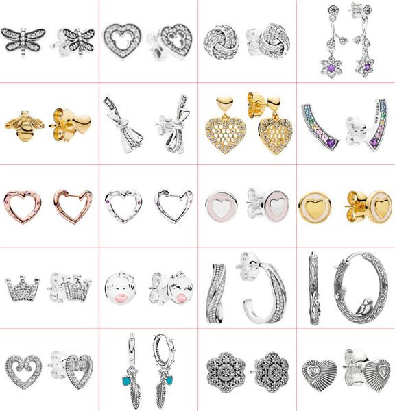 

2021 new style 925 sterling silver elegant fashion diy cartoon creative exquisite earrings jewelry factory direct sales, Golden;silver
