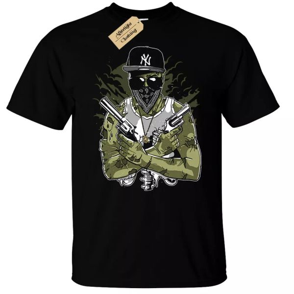

Gangsta zombie shirt mens funny zombie gangster, White;black